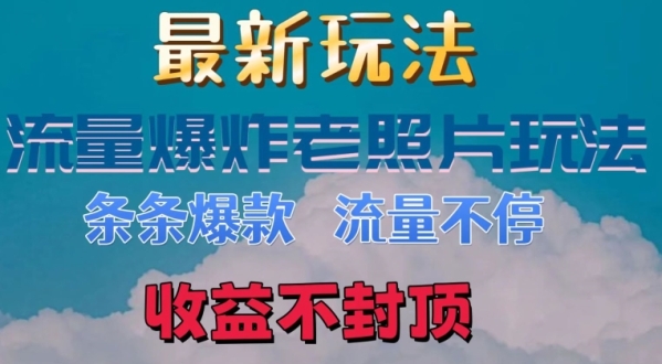 最新流量爆炸的老照片玩法，条条爆款，流量不停，日收300+ - 163资源网-163资源网