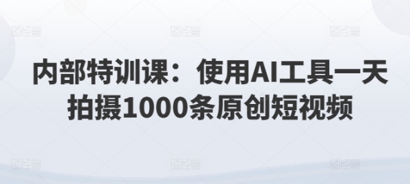 内部特训课：使用AI工具一天拍摄1000条原创短视频 - 163资源网-163资源网