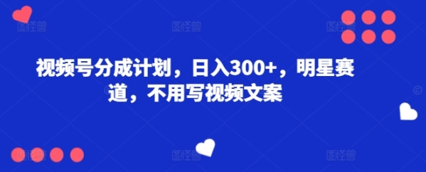 视频号分成计划，日入300+，明星赛道，不用写视频文案 - 163资源网-163资源网