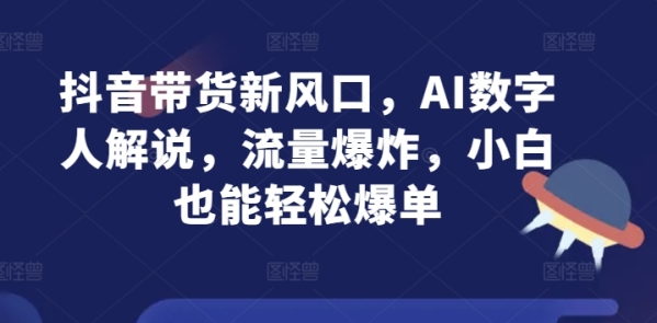 抖音带货新风口，AI数字人解说，流量爆炸，小白也能轻松爆单 - 163资源网-163资源网