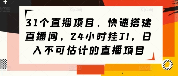 31个直播项目，快速搭建直播间，24小时挂JI，日入不可估计的直播项目 - 163资源网-163资源网