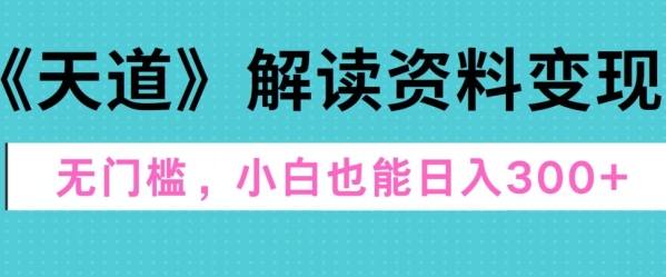 天道解读资料变现，无门槛，小白也能快速上手，稳定日入300+ - 163资源网-163资源网