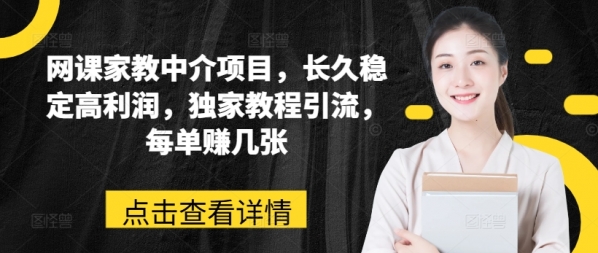 网课家教中介项目，长久稳定高利润，独家教程引流，每单赚几张 - 163资源网-163资源网