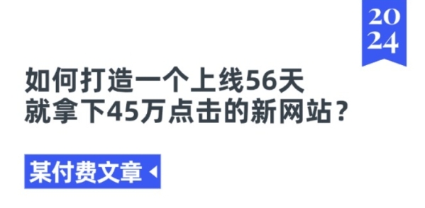 某付费文章《如何打造一个上线56天就拿下45万点击的新网站?》 - 163资源网-163资源网