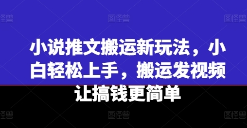 小说推文搬运新玩法，小白轻松上手，搬运发视频让搞钱更简单 - 163资源网-163资源网