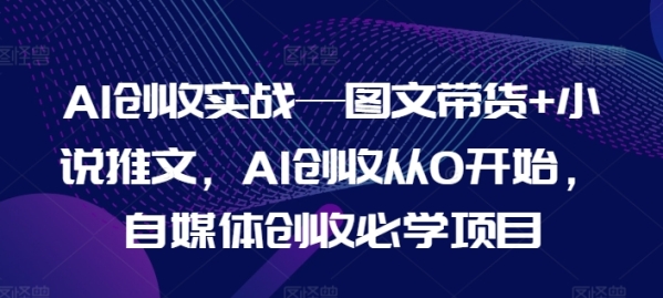 AI创收实战—图文带货+小说推文，AI创收从0开始，自媒体创收必学项目 - 163资源网-163资源网