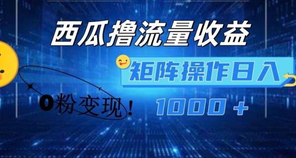 西瓜视频撸流量，简单上手，0粉变现矩阵操作，日入1000+【揭秘】 - 163资源网-163资源网