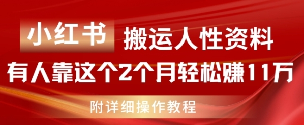 小红书搬运人性资料，有人靠这个2个月轻松赚11w，附教程【揭秘】 - 163资源网-163资源网