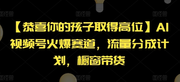 【恭喜你的孩子取得高位】AI视频号火爆赛道，流量分成计划，橱窗带货【揭秘】 - 163资源网-163资源网