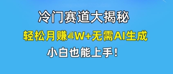 冷门赛道大揭秘，轻松月赚1W+无需AI生成，小白也能上手【揭秘】 - 163资源网-163资源网