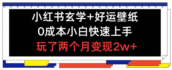 小红书玄学+好运壁纸玩法，0成本小白快速上手，玩了两个月变现2w+ 【揭秘】 - 163资源网-163资源网