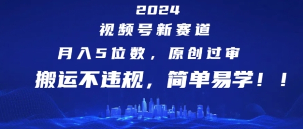 2024视频号新赛道，月入5位数+，原创过审，搬运不违规，简单易学【揭秘】 - 163资源网-163资源网