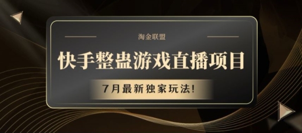 快手整蛊游戏直播项目，7月最新独家玩法【揭秘】 - 163资源网-163资源网