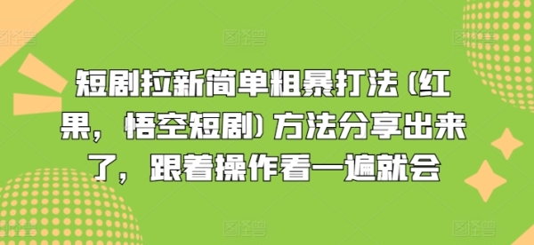 短剧拉新简单粗暴打法(红果，悟空短剧)方法分享出来了，跟着操作看一遍就会 - 163资源网-163资源网