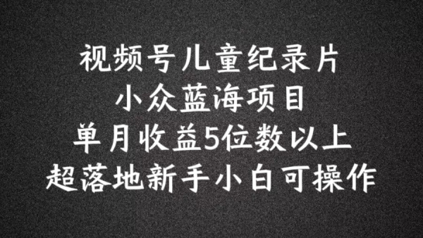 2024蓝海项目视频号儿童纪录片科普，单月收益5位数以上，新手小白可操作【揭秘】 - 163资源网-163资源网