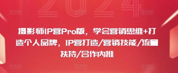 摄影师IP营Pro版，学会营销思维+打造个人品牌，IP营打造/营销技能/流量扶持/合作内推 - 163资源网-163资源网