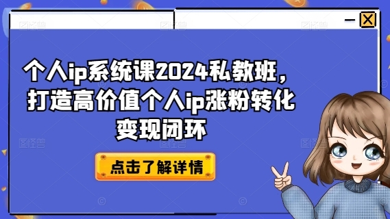 个人ip系统课2024私教班，打造高价值个人ip涨粉转化变现闭环 - 163资源网-163资源网