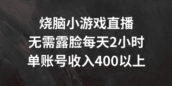 烧脑小游戏直播，无需露脸每天2小时，单账号日入400+【揭秘】 - 163资源网-163资源网