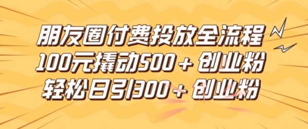 朋友圈高效付费投放全流程，100元撬动500+创业粉，日引流300加精准创业粉【揭秘】 - 163资源网-163资源网