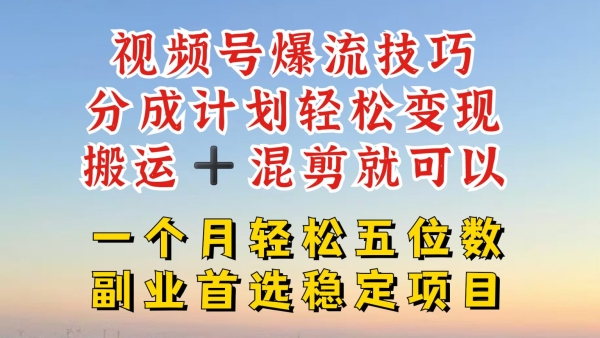 视频号分成最暴力赛道，几分钟出一条原创，最强搬运+混剪新方法，谁做谁爆【揭秘】 - 163资源网-163资源网