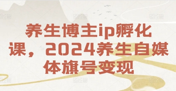 养生博主ip孵化课，2024养生自媒体旗号变现 - 163资源网-163资源网