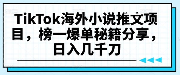 TikTok海外小说推文项目，榜一爆单秘籍分享，日入几千刀 - 163资源网-163资源网