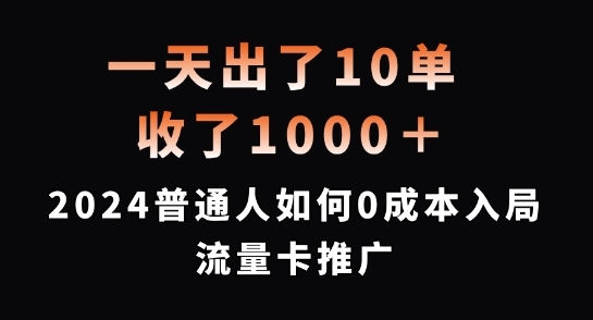 一天出了10单，收了1000+，2024普通人如何0成本入局流量卡推广【揭秘】 - 163资源网-163资源网