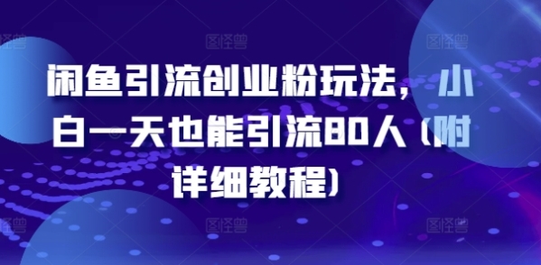 闲鱼引流创业粉玩法，小白一天也能引流80人(附详细教程) - 163资源网-163资源网