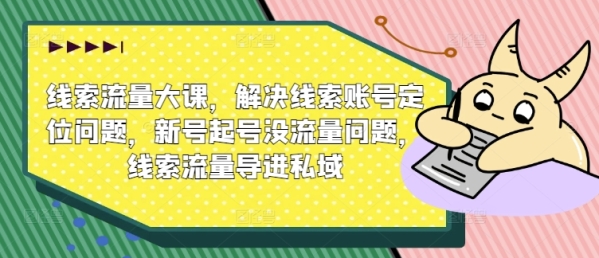 线索流量大课，解决线索账号定位问题，新号起号没流量问题，线索流量导进私域 - 163资源网-163资源网