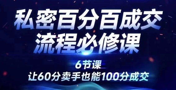 私密百分百成交流程线上训练营，绝对成交，让60分卖手也能100分成交 - 163资源网-163资源网