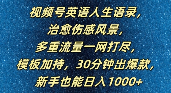 视频号英语人生语录，多重流量一网打尽，模板加持，30分钟出爆款，新手也能日入1000+【揭秘】 - 163资源网-163资源网