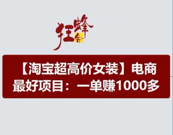 淘宝超高价女装项目，电商最好赛道，一单赚1000多 - 163资源网-163资源网