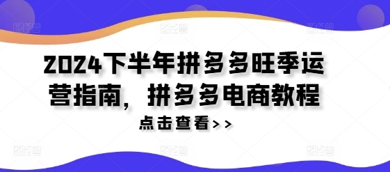 2024下半年拼多多旺季运营指南，拼多多电商教程 - 163资源网-163资源网