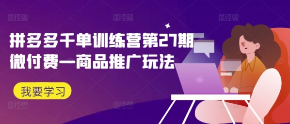 拼多多千单训练营第27期微付费—商品推广玩法 - 163资源网-163资源网