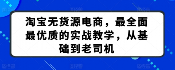 淘宝无货源电商，最全面最优质的实战教学，从基础到老司机 - 163资源网-163资源网