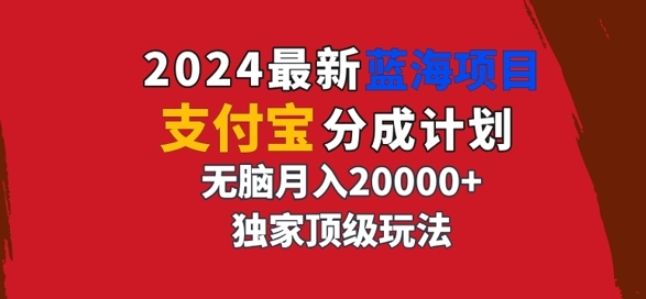 2024最新蓝海项目，支付宝分成计划，独家顶级玩法，无脑自动剪辑， - 163资源网-163资源网