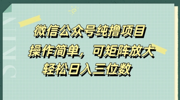 微信公众号纯撸项目，操作简单，可矩阵放大，轻松日入三位数 - 163资源网-163资源网