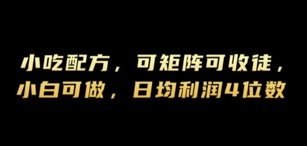 小吃配方，可矩阵可收徒，小白可做，日均利润4位数 - 163资源网-163资源网