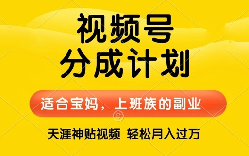 视频号分成计划，天涯贴视频，赚收益，轻松月入过万，操作简单，适合宝妈，上班族 - 163资源网-163资源网