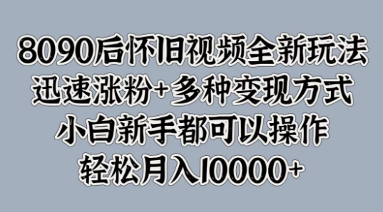 8090后怀旧视频全新玩法，迅速涨粉+多种变现方式，小白新手都可以操作 - 163资源网-163资源网