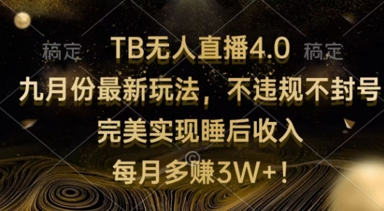 TB无人直播4.0九月份最新玩法，不违规不封号，完美实现睡后收入 - 163资源网-163资源网