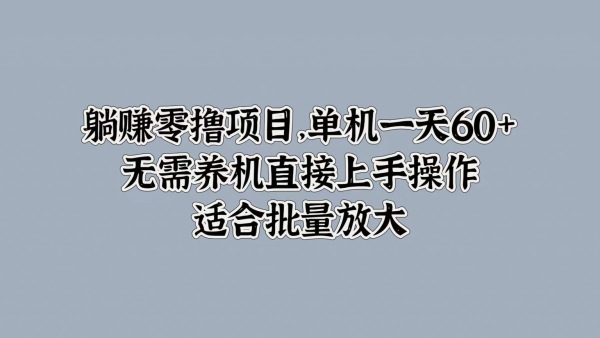 躺赚零撸项目，单机一天60+，无需养机直接上手操作，适合批量放大 - 163资源网-163资源网