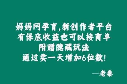 妈妈网孕育，新创作者平台，有保底收益也可以接商单 - 163资源网-163资源网