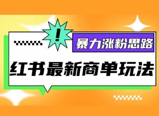 小红书最新商单玩法，暴力涨粉思路，三分钟搞定一条视频，不判搬运，适合小白 - 163资源网-163资源网