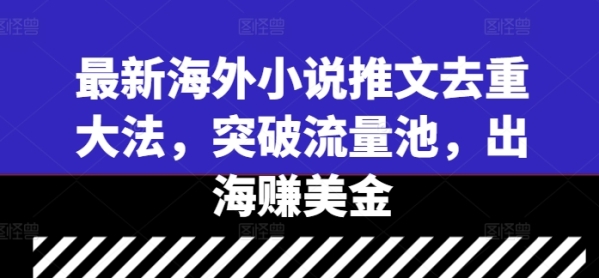 最新海外小说推文去重大法，突破流量池，出海赚美金 - 163资源网-163资源网