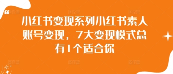 小红书变现系列小红书素人账号变现，7大变现模式总有1个适合你 - 163资源网-163资源网