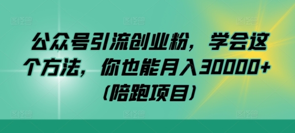 公众号引流创业粉，学会这个方法，你也能月入30000+ (陪跑项目) - 163资源网-163资源网