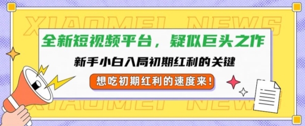 全新短视频平台，新手小白入局初期红利的关键，想吃初期红利的速度来 - 163资源网-163资源网