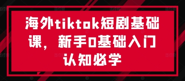 海外tiktok短剧基础课，新手0基础入门认知必学 - 163资源网-163资源网