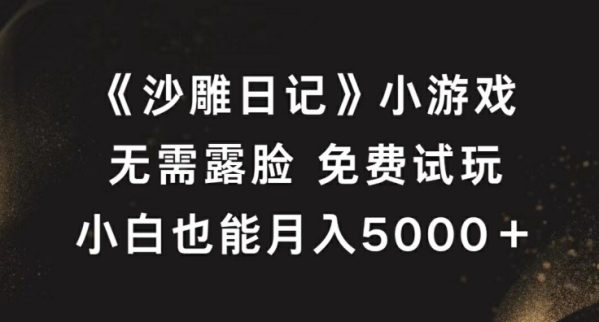 《沙雕日记》小游戏，无需露脸免费试玩，小白也能月入5000+【揭秘】 - 163资源网-163资源网